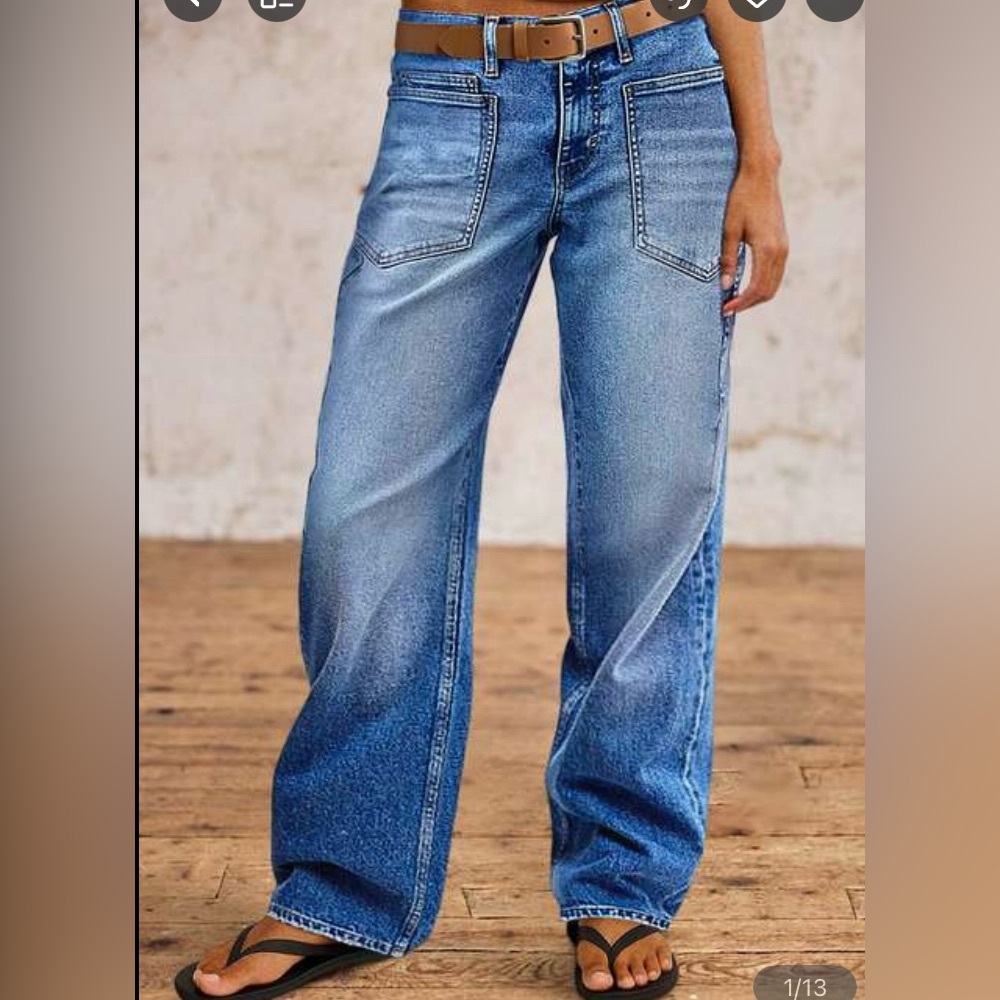 Flamingals Wash Mid Waist Straight Leg Jeans